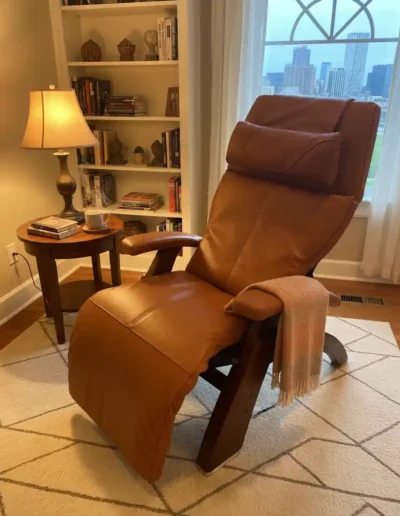 Fully assembled Perfect Chair PC-610, showing the completed white glove setup service.